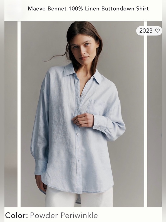 Maeve Tops - Anthropologie Maeve Linen Buttondown Shirt in Powder Periwinkle - size M
